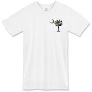 Buy an Earth and Moon Palmetto American Apparel T-Shirt featuring a smaller palmetto printed on the left chest area with a photo of the Earth and Moon in the background. The palmetto moon is a symbol of South Carolina pride.