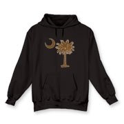 Buy a Chocloate Brown Palmetto Moon Hooded Sweatshirt. The palmetto moon is a symbol of South Carolina pride.