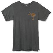Buy a Chocolate Brown Palmetto Moon Alternative Apparel Destroyed T-Shirt featuring a smaller palmetto printed on the left chest area. The palmetto moon is a symbol of South Carolina pride.