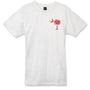 Get a White Heart Pattern Palmetto Moon Alternative Apparel Burnout T-Shirt 		 for your sweetheart this Valentine's Day! Featuring the a smaller pocket sized version of the South Carolina Palmetto Moon with a white heart pattern printed smaller on the lef