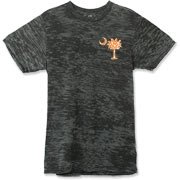 Buy an Orange Polka Dot Palmetto Moon Alternative Apparel Burnout T-Shirt 		 that features a orange palmetto moon with white polka dots printed smaller on the left chest area.