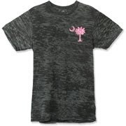 Buy a Pink Polka Dot Palmetto Moon Alternative Apparel Burnout T-Shirt 		 that features a pink palmetto moon with white polka dots printed smaller on the left chest area.