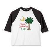 Merry Christmas Y'all Palmetto Moon shirts, apparel and gifts. Celebrate Christmas in South Carolina with this festive design.