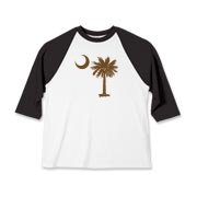 A chocolate brown palmetto and crescent moon. The palmetto is a symbol of South Carolina pride. Buy the chocolate brown palmetto moon on a t-shirt, sweatshirt, or other clothing or gift item.