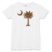 A chocolate brown palmetto and crescent moon. The palmetto is a symbol of South Carolina pride. Buy the chocolate brown palmetto moon on a t-shirt, sweatshirt, or other clothing or gift item.