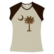 A chocolate brown palmetto and crescent moon. The palmetto is a symbol of South Carolina pride. Buy the chocolate brown palmetto moon on a t-shirt, sweatshirt, or other clothing or gift item.