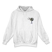 This pocket sized version of Earth and Moon palmetto and crescent moon features a photo of the Earth as the background for the palmetto and a photo of the Moon as a background for the crescent.