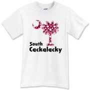 Garnet and Black Polka Dots South Cackalacky Palmetto Moon T-Shirt features a Polka Dot South Carolina palmetto moon logo in garnet.