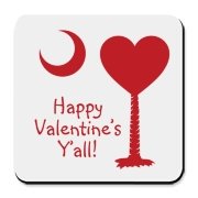Happy Valentine's Y'all with a Heart Palmetto Moon. Get your Happy Valentine's Y'all shirt, apparel, or other gift item today!