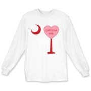 A Candy Heart Palmetto Moon for a Carolina Girl! Perfect for Valentine's Day, it features a pink candy heart on the South Carolina Palmetto Moon with Carolina Girl.