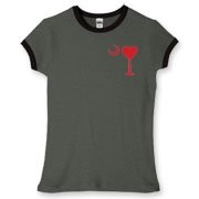 Buy a Heart Palmetto Moon Women's Fitted Ringer Tee. the read heart is perfect for every sweetheart on Valentine's Day. This version features a smaller palmetto moon printed on the left chest area.