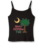 Buy a Merry Christmas Y'all Palmetto Moon Women's Fitted Spaghetti Strap Tank and have a Merry Christmas, y'all, in South Carolina style.