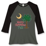 Buy a Merry Christmas Y'all Palmetto Moon Women's Fitted Baseball Tee and have a Merry Christmas, y'all, in South Carolina style.
