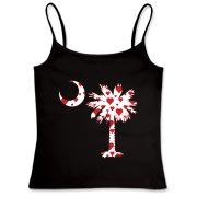 Buy a Red Heart Pattern Palmetto Moon Women's Fitted Camisole Tank for your sweetheart this Valentine's Day! Featuring the South Carolina Palmetto Moon with a red heart pattern in the background.