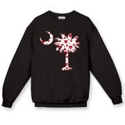 Buy a Red Heart Pattern Palmetto Moon Crewneck Sweatshirt for your sweetheart this Valentine's Day! Featuring the South Carolina Palmetto Moon with a red heart pattern in the background.