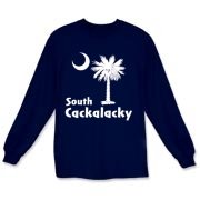 White South Cackalacky Palmetto Moon Long Sleeve T-Shirt features the South Carolina palmetto moon logo in white.