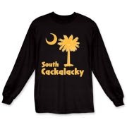 Yellow South Cackalacky Palmetto Moon Long Sleeve T-Shirt features the South Carolina palmetto moon logo in yellow.