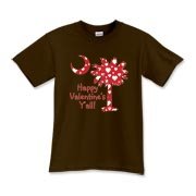 Happy Valentine's Y'all with a White Heart Pattern Palmetto Moon. Get your Happy Valentine's Y'all shirt, apparel, or other gift item today!