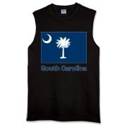 Get a South Carolina Palmetto Moon Flag Sleeveless T-Shirt that includes the state flag and name.