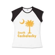 Yellow South Cackalacky Palmetto Moon Girls Cap Sleeve T-Shirt features the South Carolina palmetto moon logo in yellow.