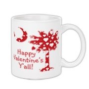 Happy Valentine's Y'all with a White Heart Pattern Palmetto Moon. Get your Happy Valentine's Y'all shirt, apparel, or other gift item today!