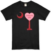 A Candy Heart Palmetto Moon for a Carolina Girl! Perfect for Valentine's Day, it features a pink candy heart on the South Carolina Palmetto Moon with Carolina Girl.