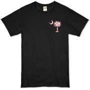 Get a Red Heart Pattern Palmetto Moon for your sweetheart this Valentine's Day! Featuring the a smaller pocket sized version of the South Carolina Palmetto Moon with a red heart pattern printed in the pocket area of a shirt or apparel item.