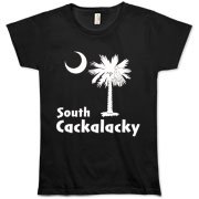 White South Cackalacky Palmetto Moon Organic Women's T-Shirt features the South Carolina palmetto moon logo in white.