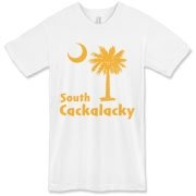 Yellow South Cackalacky Palmetto Moon American Apparel T-Shirt features the South Carolina palmetto moon logo in yellow.