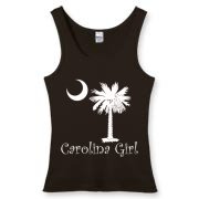 Buy a White Carolina Girl Best in the World Women's Fitted Tank Top featuring the palmetto moon. Carolina Girls are truly the best in the world.