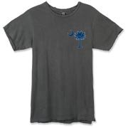 Buy a Blue Palmetto Moon Alternative Apparel Destroyed T-Shirt featuring a smaller palmetto printed on the left chest area. The palmetto moon is a symbol of South Carolina pride.