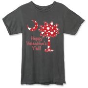 Happy Valentine's Y'all with a White Heart Pattern Palmetto Moon Alternative Apparel Destroyed T-Shirt.
