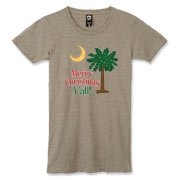 Buy a Merry Christmas Y'all Palmetto Moon Alternative Apparel Women's Destroyed T-Shirt and have a Merry Christmas, y'all, in South Carolina style.