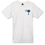 Buy a Blue Palmetto Moon Alternative Apparel Burnout T-Shirt featuring a smaller palmetto printed on the left chest area. The palmetto moon is a symbol of South Carolina pride.