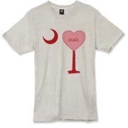 A Candy Heart Palmetto Moon Alternative Apparel Burnout T-Shirt 		 for an Angel! Perfect for Valentine's Day, it features a pink candy heart on the South Carolina Palmetto Moon with Angel.