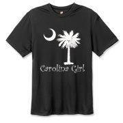 Buy a White Carolina Girl Best in the World Hanes Cool Dri T-shirt featuring the palmetto moon. Carolina Girls are truly the best in the world.