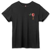 Buy a Carolina Teacher School Apple Palmetto Moon Deluxe Hanes Women's Cool Dri T-shirt. This two-sided product features the South Carolina palmetto with an apple and chalkboard moon printed on the front left chest area and the Carolina Teacher palmetto d