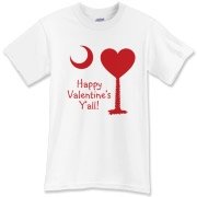 Happy Valentine's Y'all with a Heart Palmetto Moon. Get your Happy Valentine's Y'all shirt, apparel, or other gift item today!