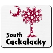Garnet and Black Polka Dots South Cackalacky Palmetto Moon Mousepad features a Polka Dot South Carolina palmetto moon logo in garnet.