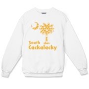 Yellow Polka Dots South Cackalacky Palmetto Moon Crewneck Sweatshirt features a Polka Dot South Carolina palmetto moon logo in yellow.