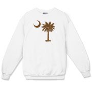 A chocolate brown palmetto and crescent moon. The palmetto is a symbol of South Carolina pride. Buy the chocolate brown palmetto moon on a t-shirt, sweatshirt, or other clothing or gift item.