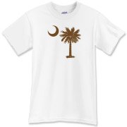 A chocolate brown palmetto and crescent moon. The palmetto is a symbol of South Carolina pride. Buy the chocolate brown palmetto moon on a t-shirt, sweatshirt, or other clothing or gift item.