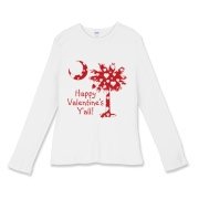Happy Valentine's Y'all with a White Heart Pattern Palmetto Moon. Get your Happy Valentine's Y'all shirt, apparel, or other gift item today!