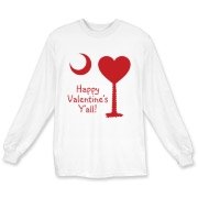 Happy Valentine's Y'all with a Heart Palmetto Moon. Get your Happy Valentine's Y'all shirt, apparel, or other gift item today!