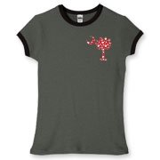 Get a White Heart Pattern Palmetto Moon Women's Fitted Ringer Tee for your sweetheart this Valentine's Day! Featuring the a smaller pocket sized version of the South Carolina Palmetto Moon with a white heart pattern printed smaller on the left chest area.