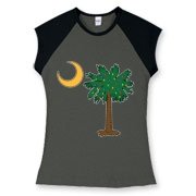 Buy a Christmas Palmetto Moon Women's Fitted Cap Sleeve Tee and have a Merry Christmas, South Carolina style.