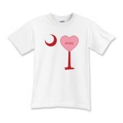 A Candy Heart Palmetto Moon for an Angel! Perfect for Valentine's Day, it features a pink candy heart on the South Carolina Palmetto Moon with Angel.