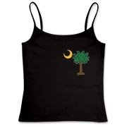 Buy a Christmas Palmetto Moon Women's Fitted Camisole Tank and have a Merry Christmas, South Carolina style. This version features a pocket sized version of the Christmas Tree Palmetto Moon.