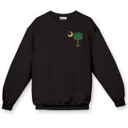 Buy a Christmas Palmetto Moon Crewneck Sweatshirt and have a Merry Christmas, South Carolina style. This version features a pocket sized version of the Christmas Tree Palmetto Moon.