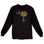 A chocolate brown palmetto and crescent moon. The palmetto is a symbol of South Carolina pride. Buy the chocolate brown palmetto moon on a t-shirt, sweatshirt, or other clothing or gift item.